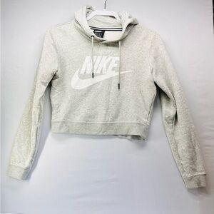 Nike Women's Light Gray Cropped Hoodie‎